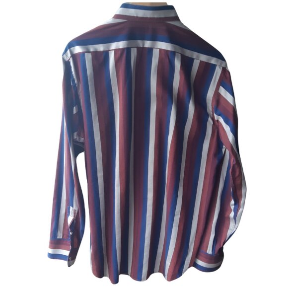 PRIVATE STOCK by HATHAWAY SZ L Striped Long Sleeve Button Up Men's Shirt - Picture 2 of 15
